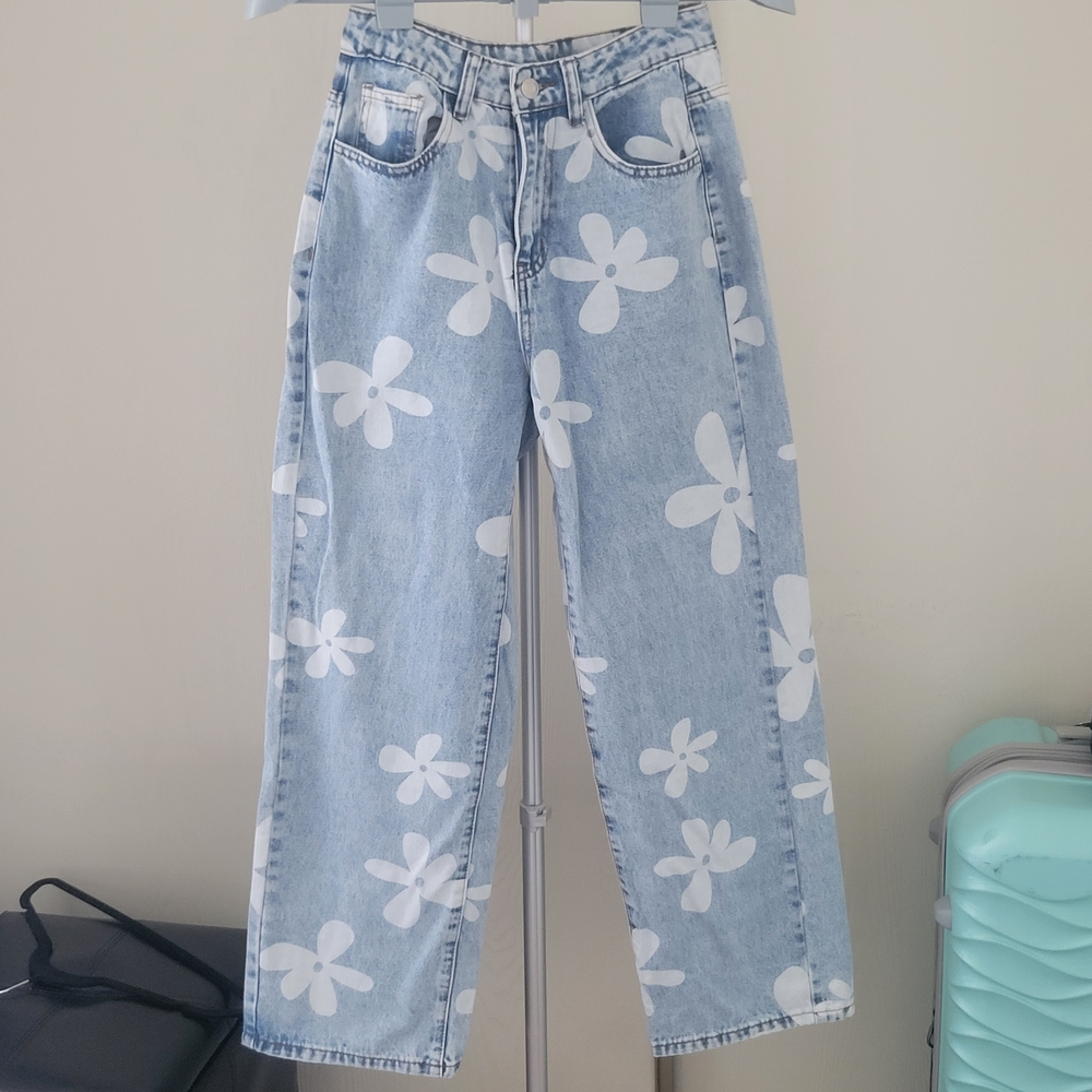 Floral Light Blue Women's Jeans